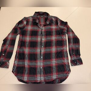 Madewell Black and Red Plaid Button-Down Shirt